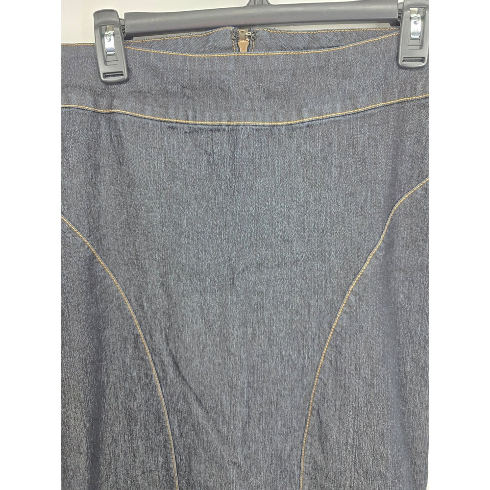 Bisou Bisou Michele Bohbot Dark Wash Denim Mermaid Maxi Skirt Size 8 Contrast - Picture 2 of 6